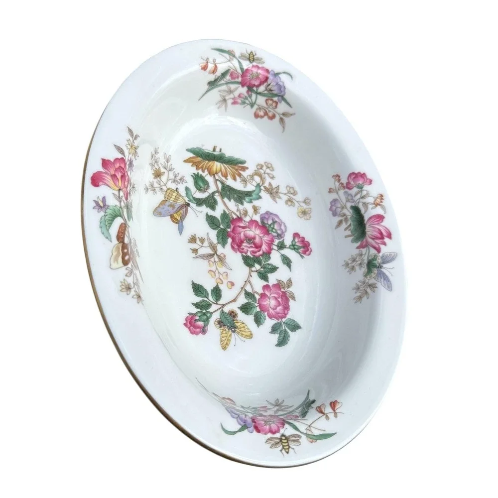 Wedgwood Charnwood Bone China Oval Vegetable Bowl Floral Butterfly Gold‎ Rim 10
